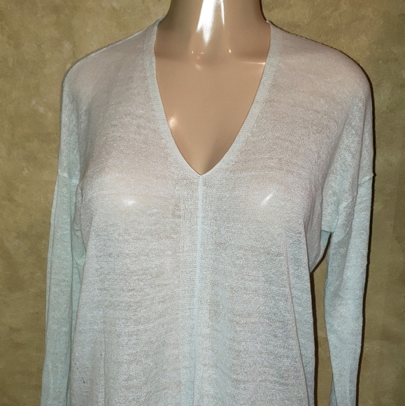 Vince Linen Vneck Light Blue Knit Top xs - Picture 6 of 6